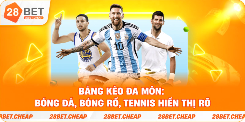 Bảng kèo đa môn: bóng đá, bóng rổ, tennis hiển thị rõ