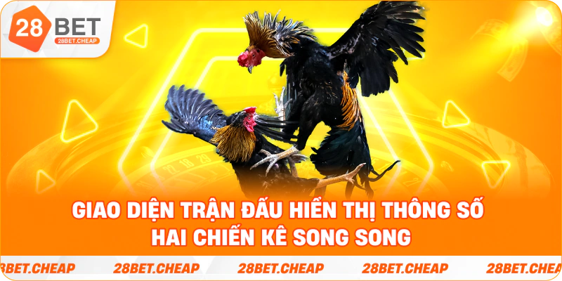Giao diện trận đấu hiển thị thông số hai chiến kê song song