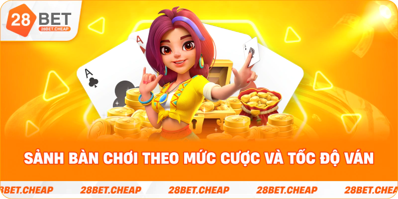 Sảnh bàn chơi theo mức cược và tốc độ ván